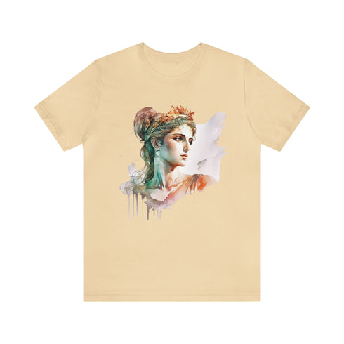 Greecian Goddess in Watercolor - Short Sleeve Tee Soft Cream